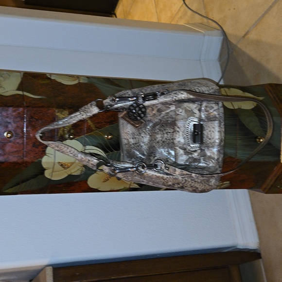 Coach Kristen Brown Tan‎ Embossed Python Leather Purse Hobo E1026 15361 - Picture 6 of 16